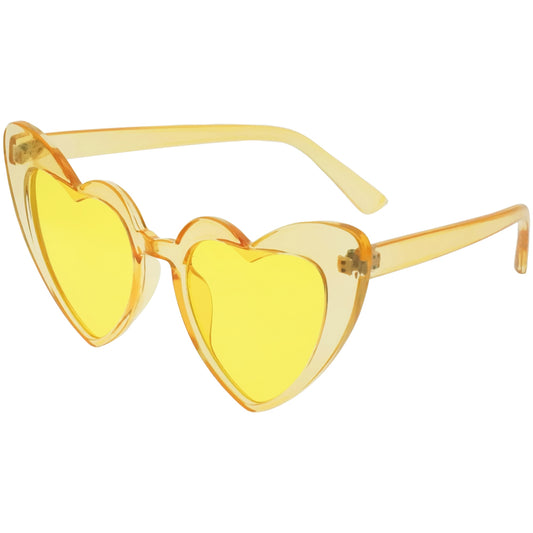 Full Rimmed Heart Sunglasses - Translucent Yellow, Yellow Clear Lens