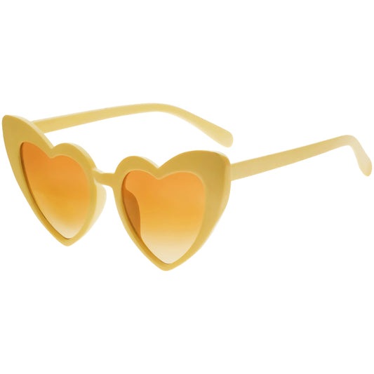 Full Rimmed Heart Sunglasses - Yellow, Dark Lens