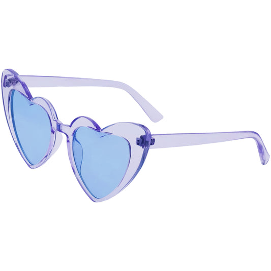 Full Rimmed Heart Sunglasses - Translucent Dark Blue, Blue Clear Lens