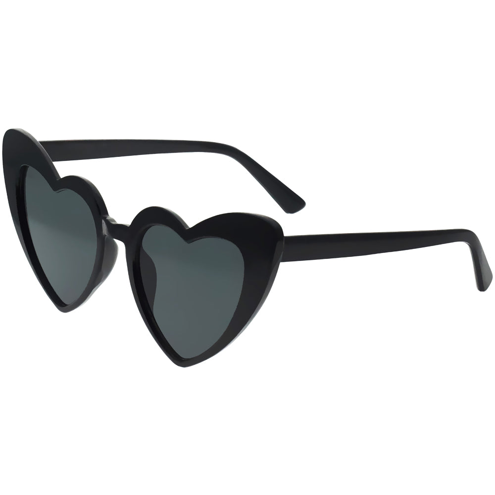 Full Rimmed Heart Sunglasses - Black, Dark Lens