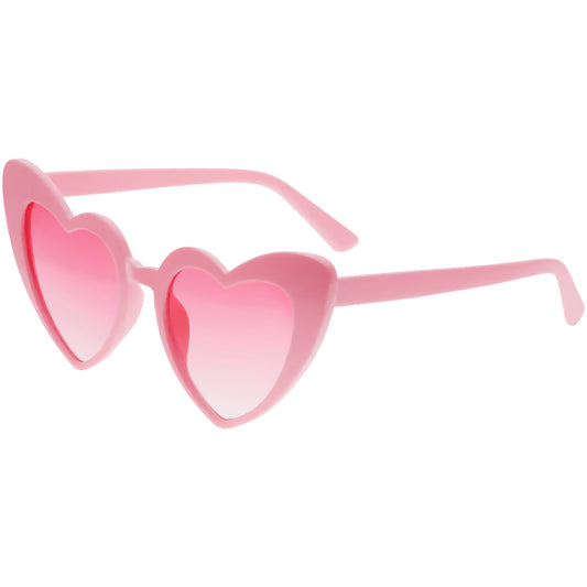 Full Rimmed Heart Sunglasses - Pink, Pink Lens