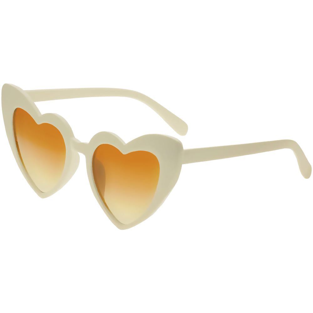 Full Rimmed Heart Sunglasses - Cream, Dark Lens