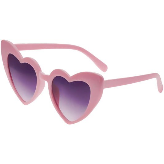 Full Rimmed Heart Sunglasses - Pink, Dark Lens