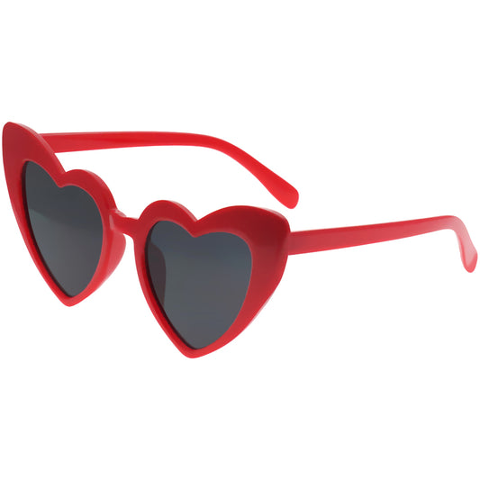 Full Rimmed Heart Sunglasses - Red, Dark Lens