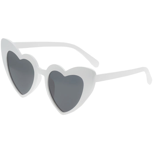 Full Rimmed Heart Sunglasses - White, Dark Lens