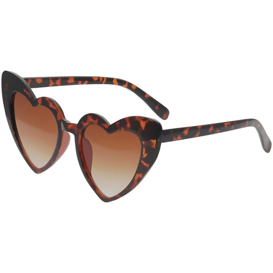 Full Rimmed Heart Sunglasses - Leopard Print, Dark Lens