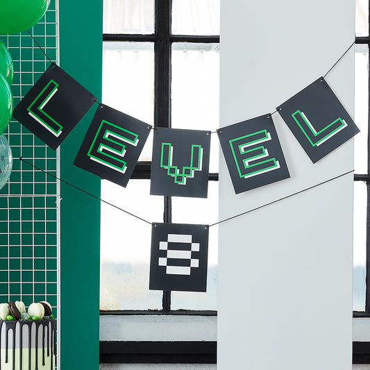 Customisable Age Black and Green Level Up Bunting