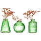 Set of 3 Green Glass Bud Vases