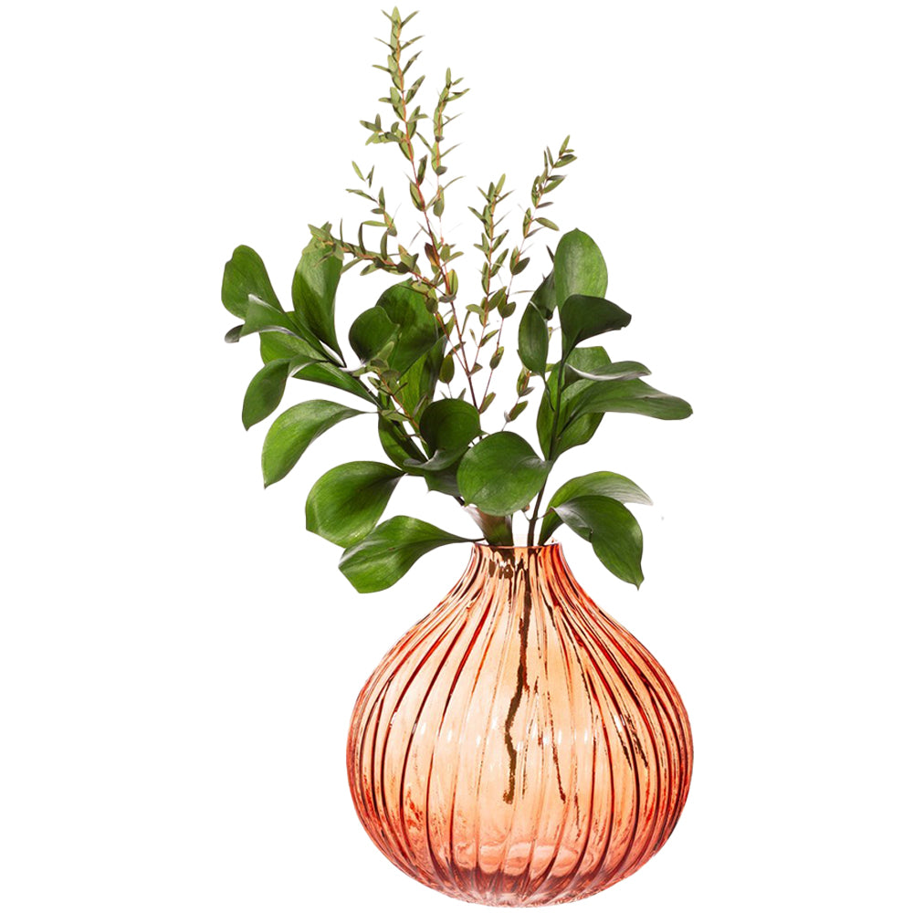 Round Fluted Amber Glass Vase