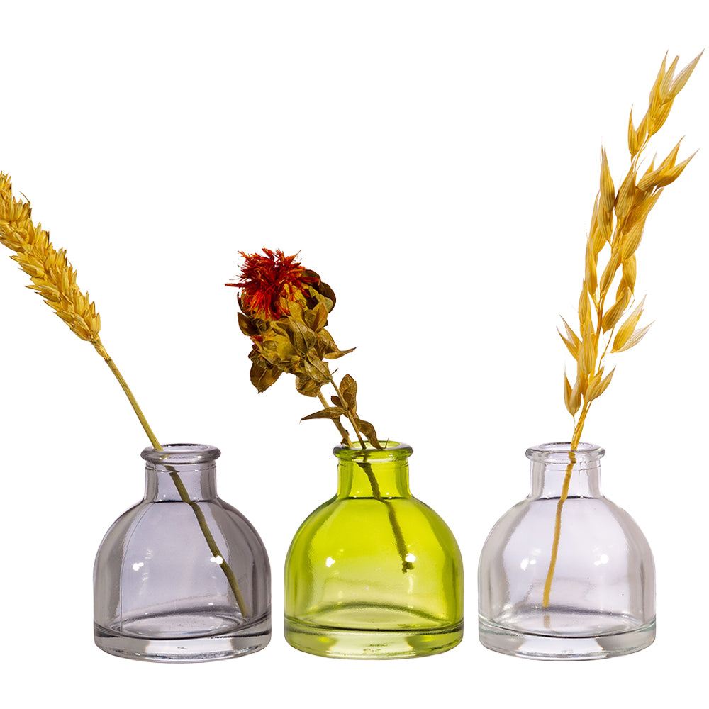 Set of 3 Grey & Green Mini Bud Vases
