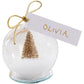 Gold Tree Snow Globe Christmas Place Cards