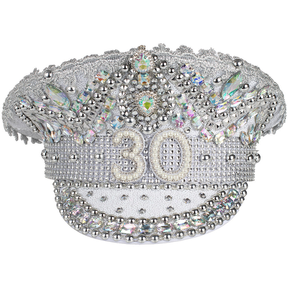 Rhinestone & Pearl Embellished 30th Birthday Hat