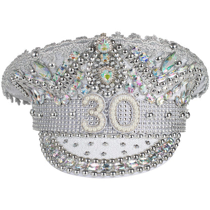 Rhinestone & Pearl Embellished 30th Birthday Hat