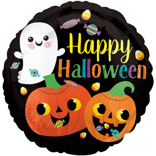 Ghost & Pumpkin Happy Halloween Foil Balloon