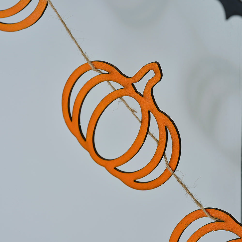 Orange Wooden Pumpkin Halloween Bunting