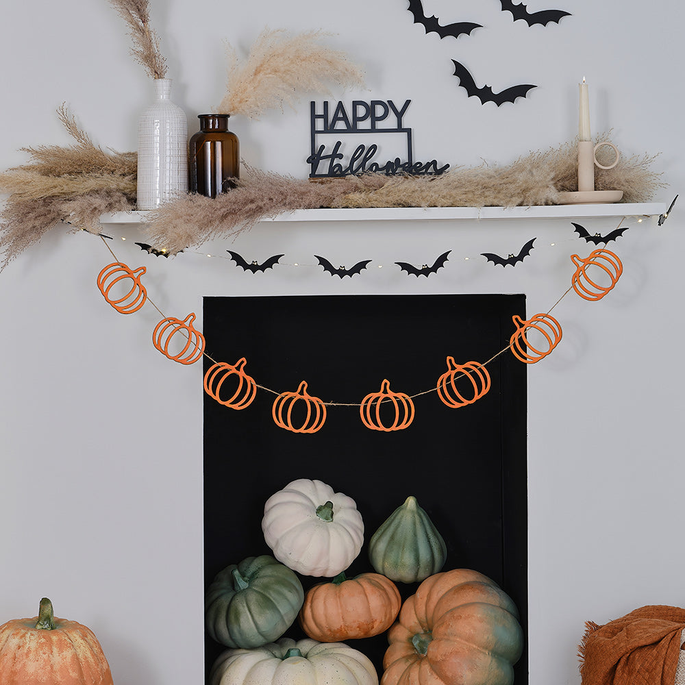 Orange Wooden Pumpkin Halloween Bunting