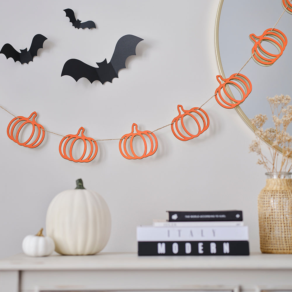 Orange Wooden Pumpkin Halloween Bunting
