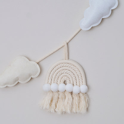 Macrame Rainbows and Clouds Nursery Baby Bunting
