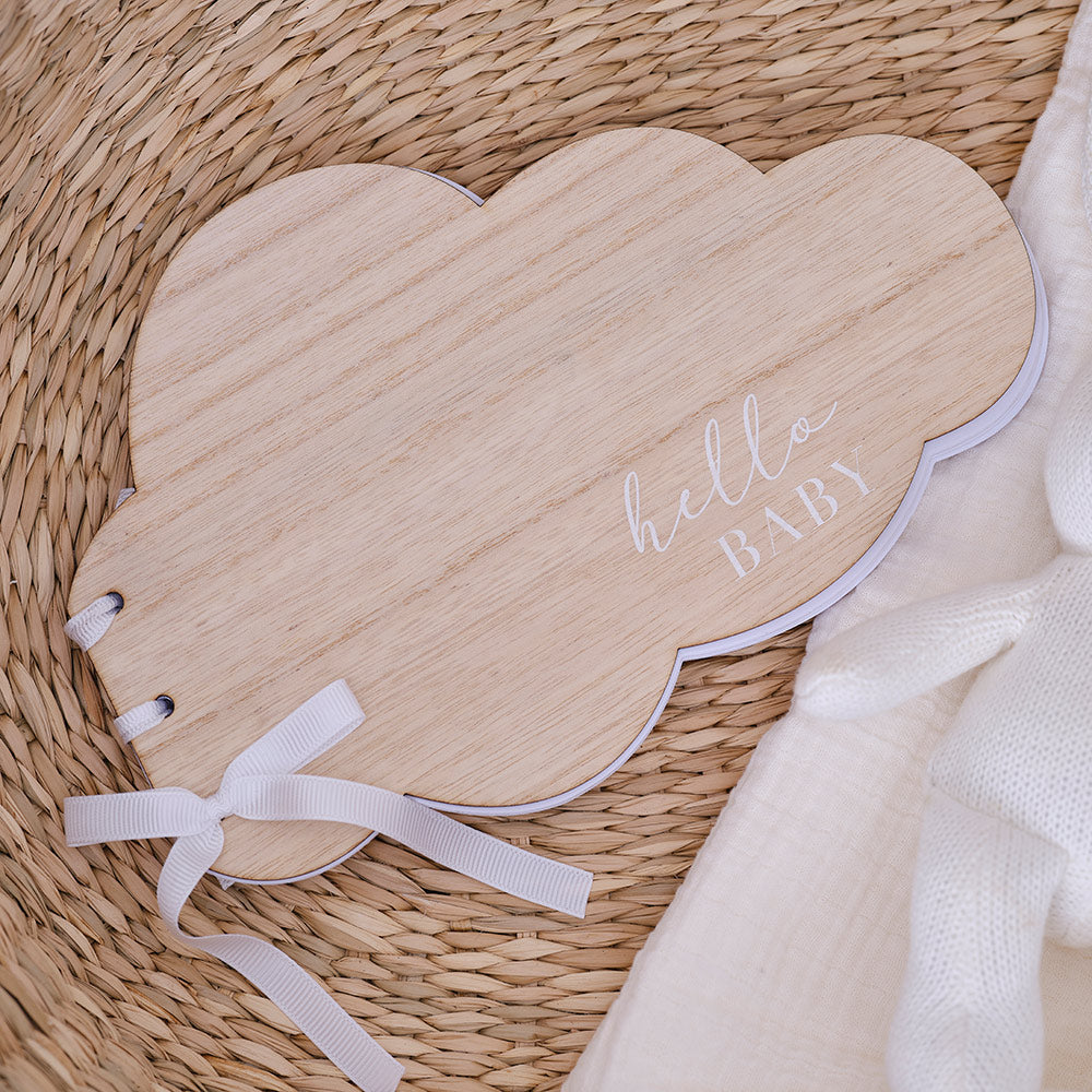Wooden Hello Baby Cloud Baby Shower Guest Book