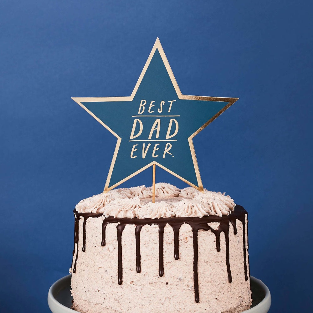 Best Dad Ever Gold Foiled Cake Topper