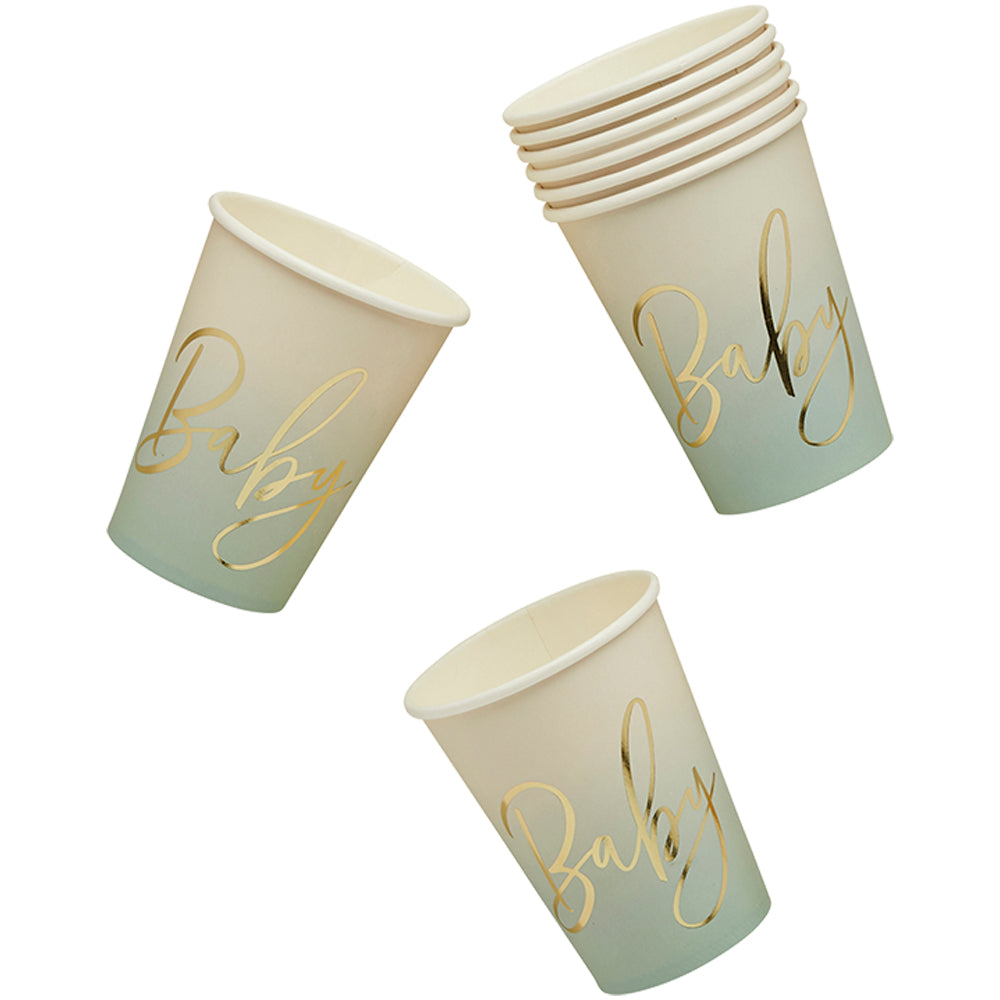 Sage Green Baby Paper Cups