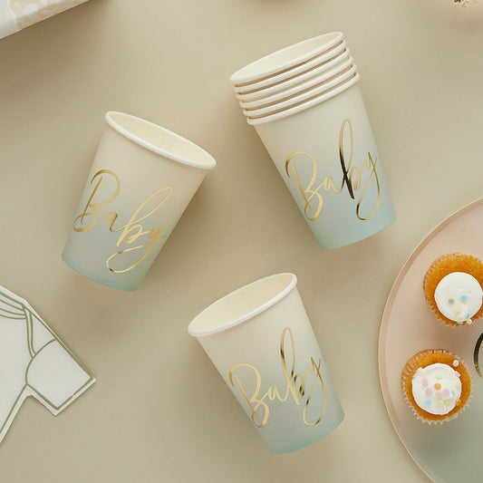 Sage Green Baby Paper Cups