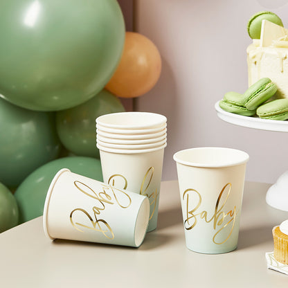 Sage Green Baby Paper Cups