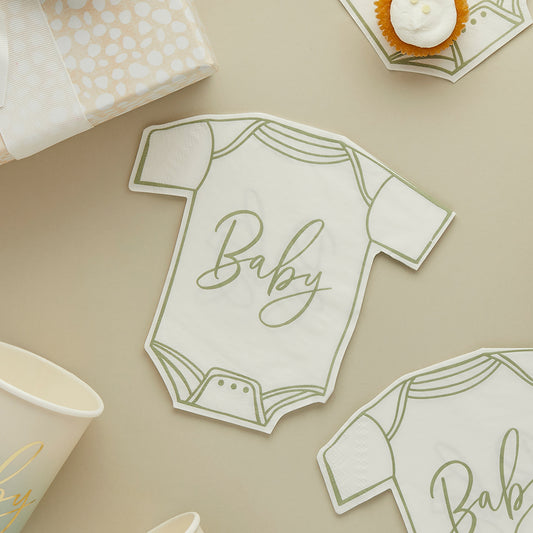 Sage Green Babygrow Paper Napkins