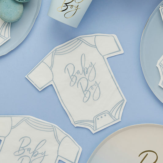 Blue Baby Boy Babygrow Paper Napkins
