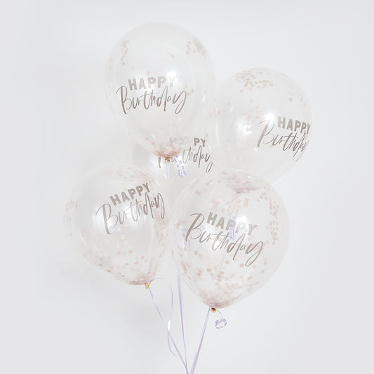 Happy Birthday Rose Gold Confetti Balloons