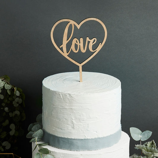 Wooden Love Cake Topper