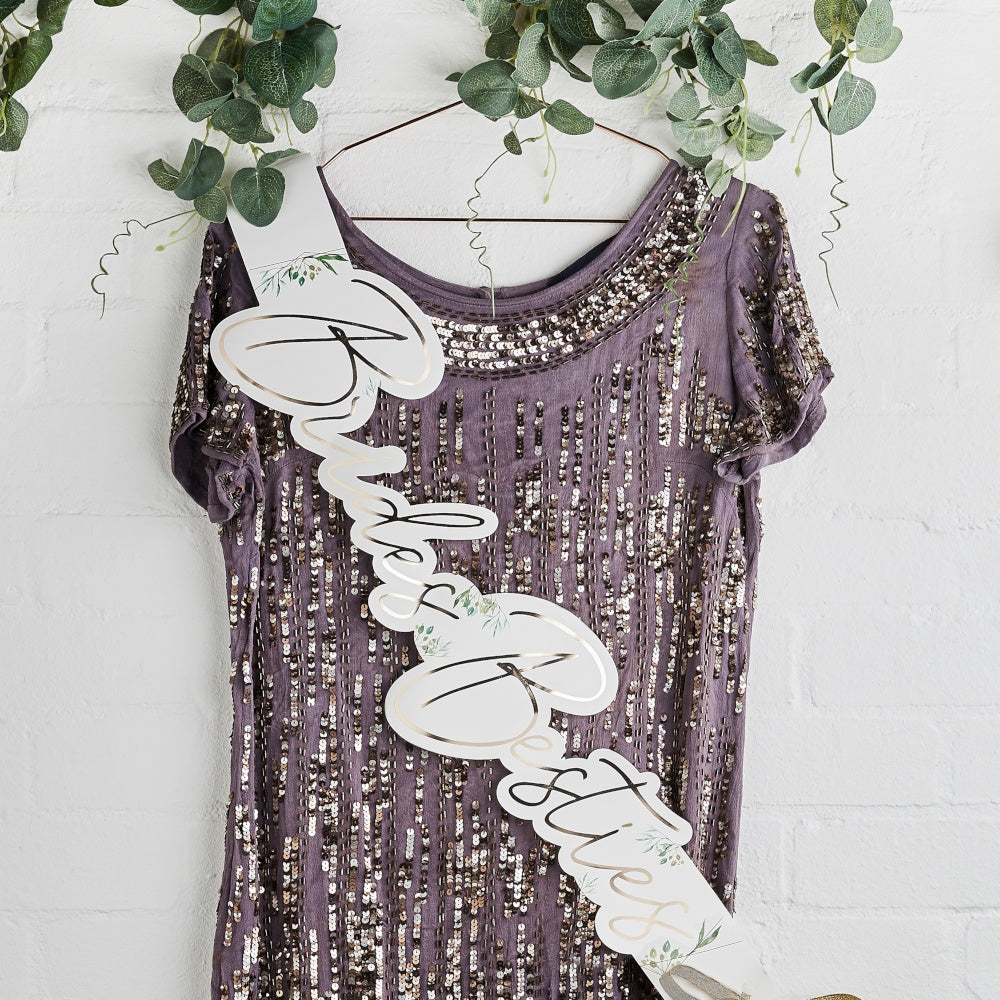 Greenery Brides Besties Sash