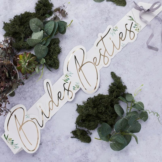 Greenery Brides Besties Sash