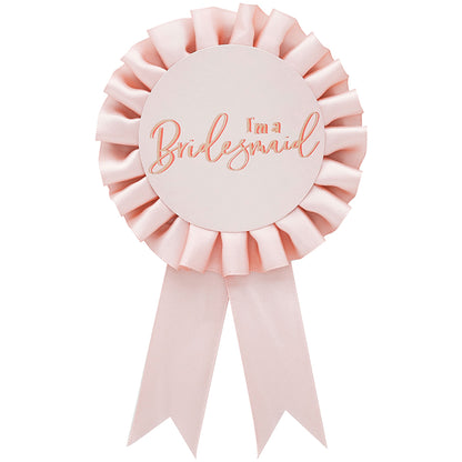 Pink Bridesmaid Satin Badge