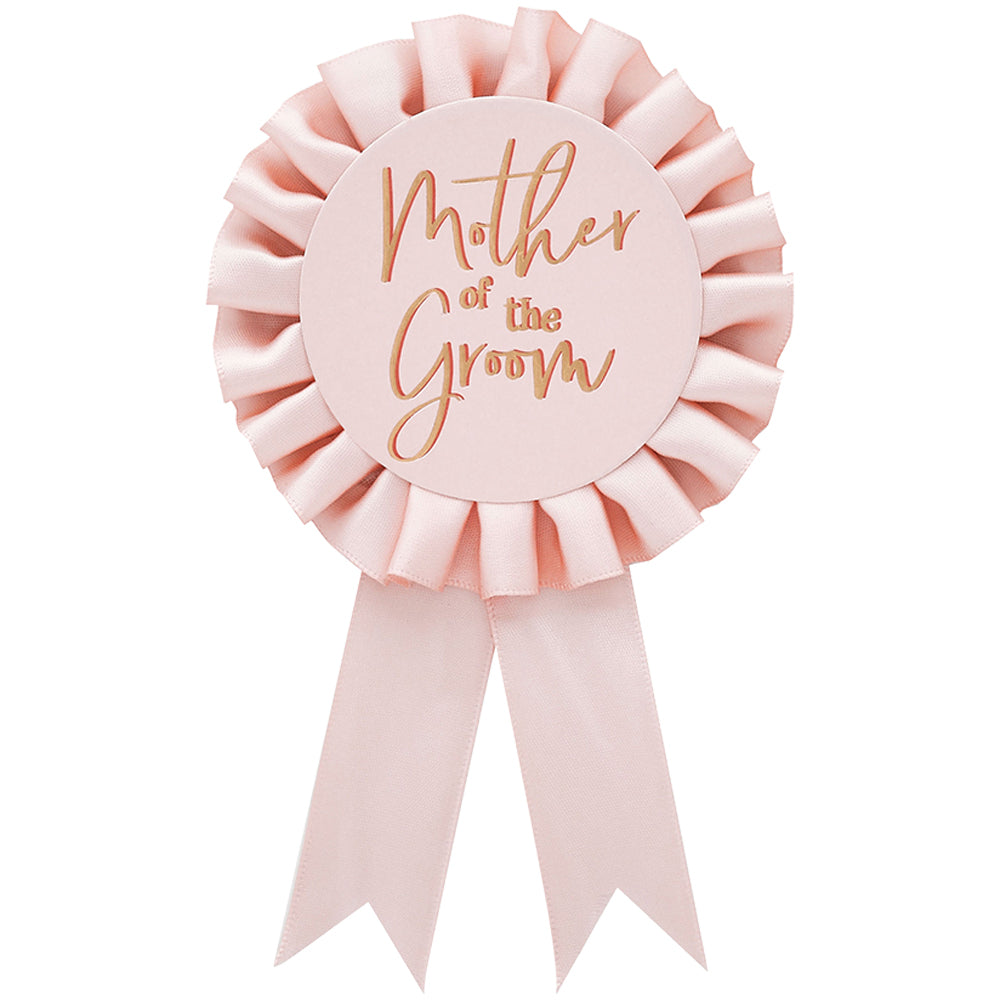 Pink Mother of the Groom Satin Badge