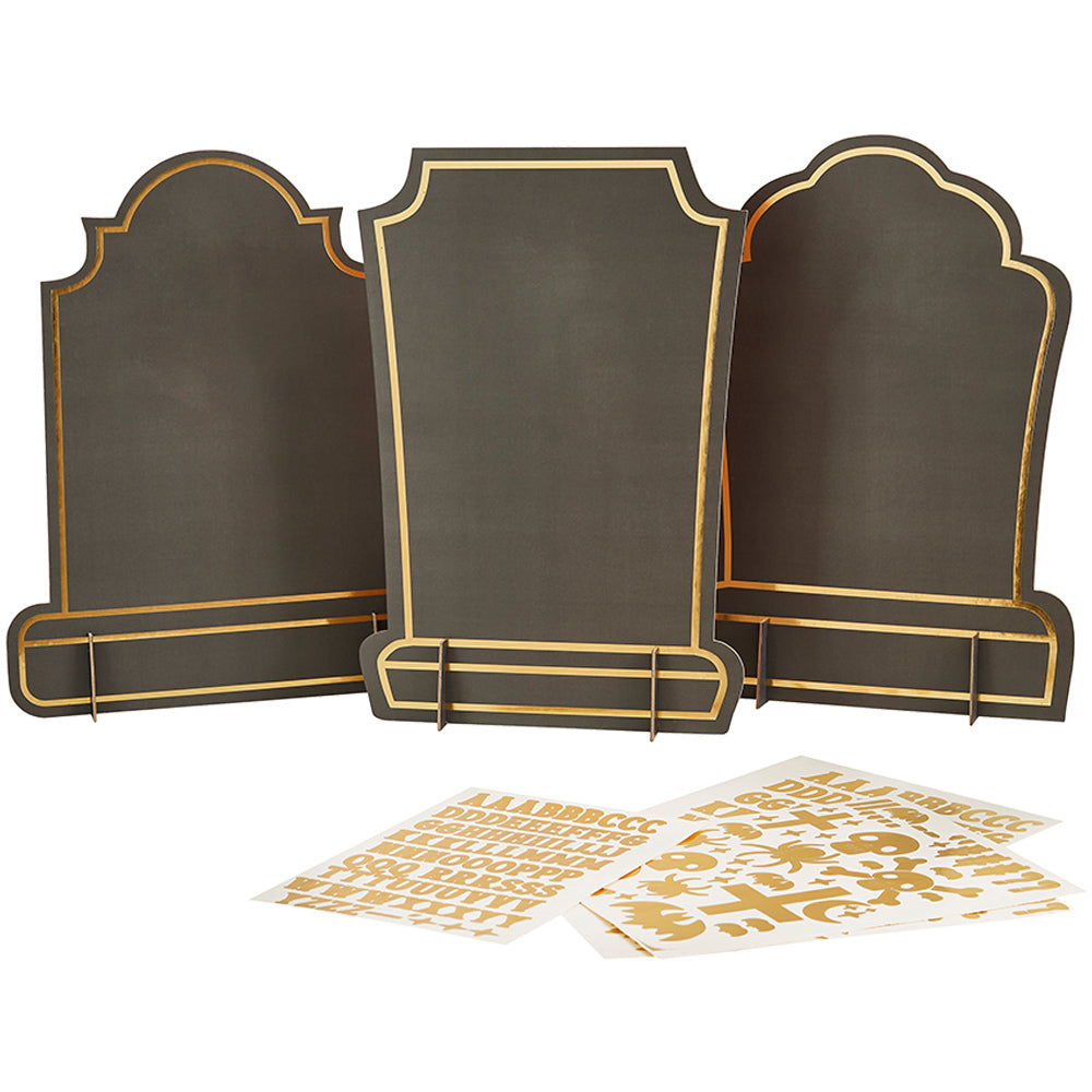Gravestone Custom Signs with Gold Sticker Sheets