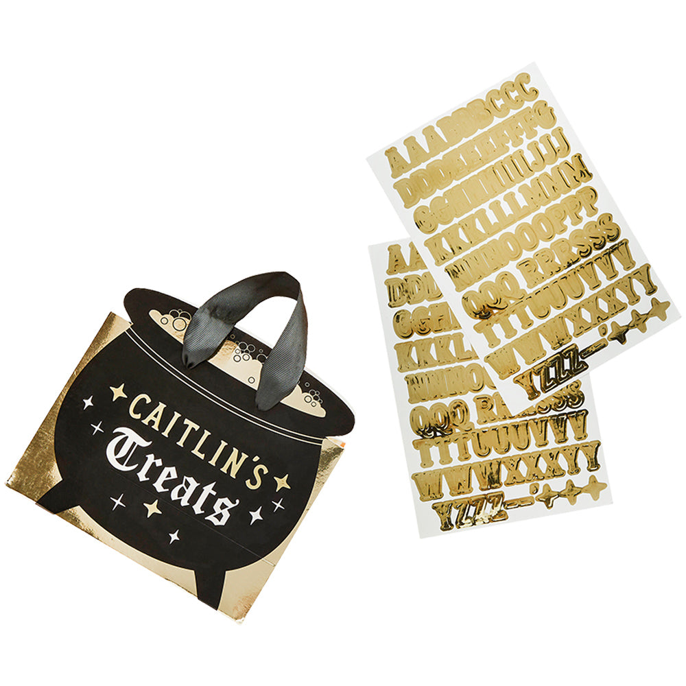 Cauldron Custom Party Bags with Gold Sticker Sheets