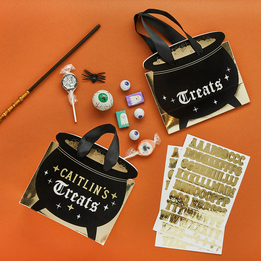 Cauldron Custom Party Bags with Gold Sticker Sheets