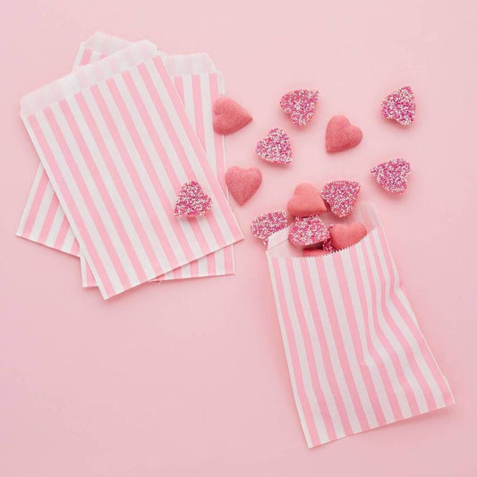 Pink Striped Treat Bags