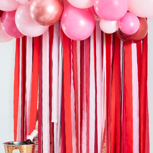 Rose Gold, Pink & Red Streamer Party Backdrop