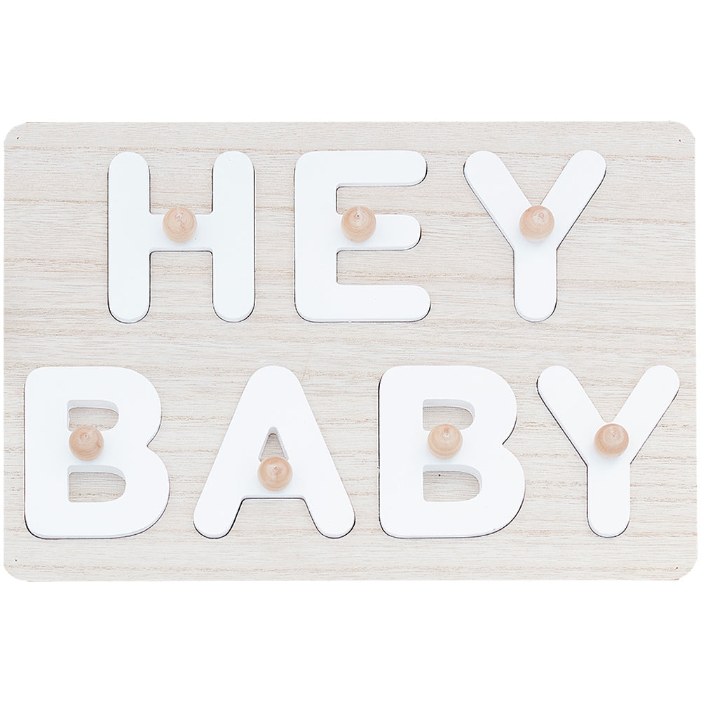 Hey Baby Wooden Puzzle Baby Shower Guest Book