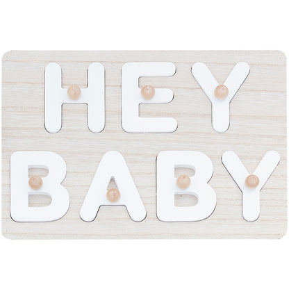 Hey Baby Wooden Puzzle Baby Shower Guest Book