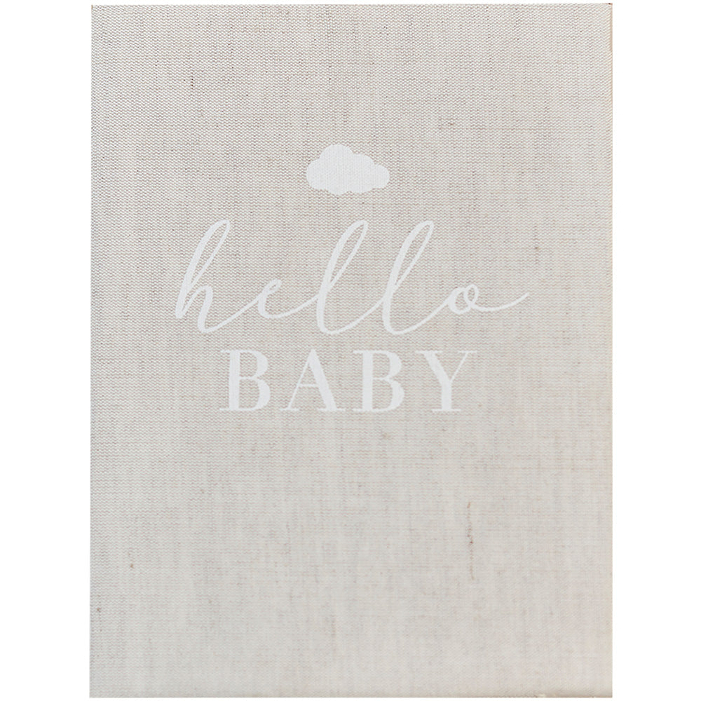 Hello Baby Neutral Linen Baby Journal Book