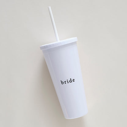 White Reusable Bride Hen Party Cup with Straw