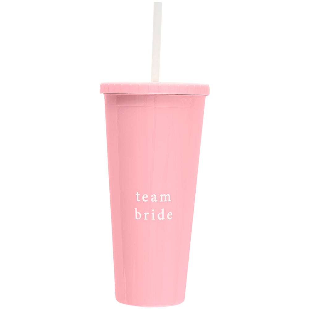 Pink Reusable Team Bride Hen Party Cup with Straw