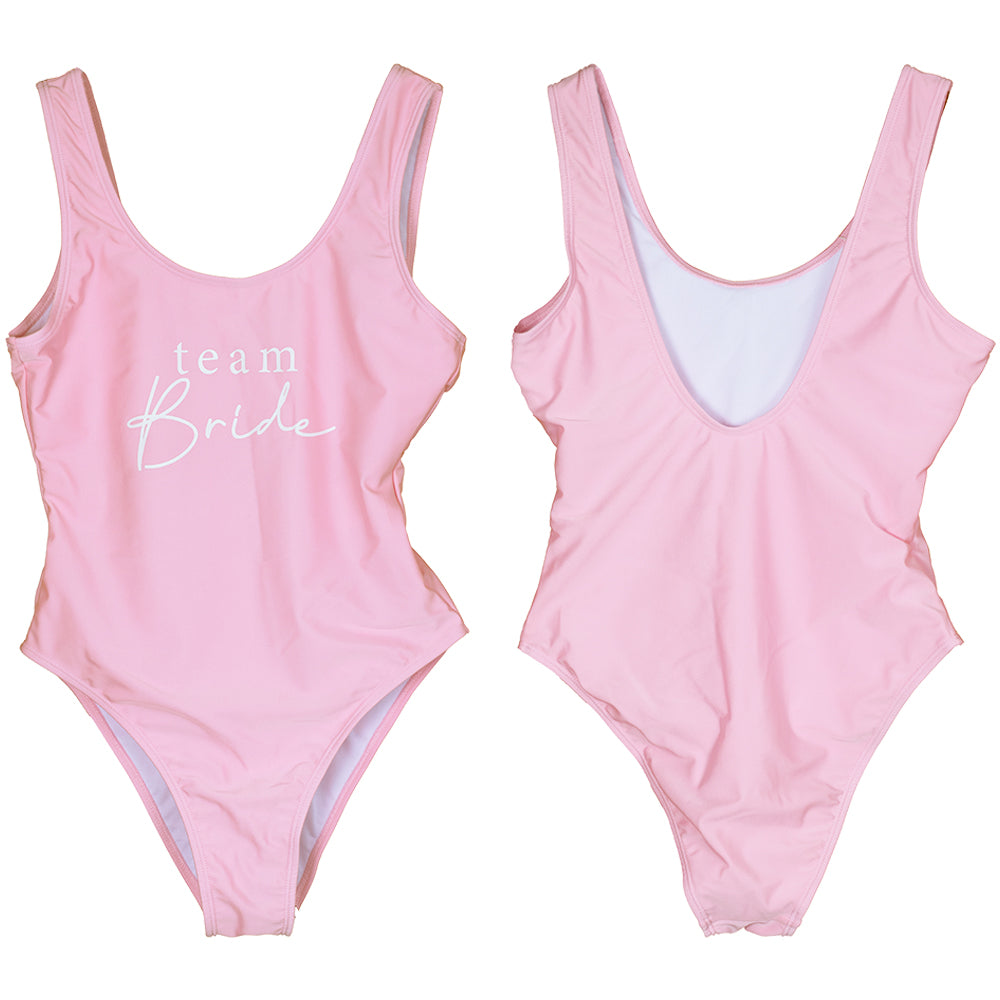 Team Bride Pink Hen Party Swimsuit - Medium