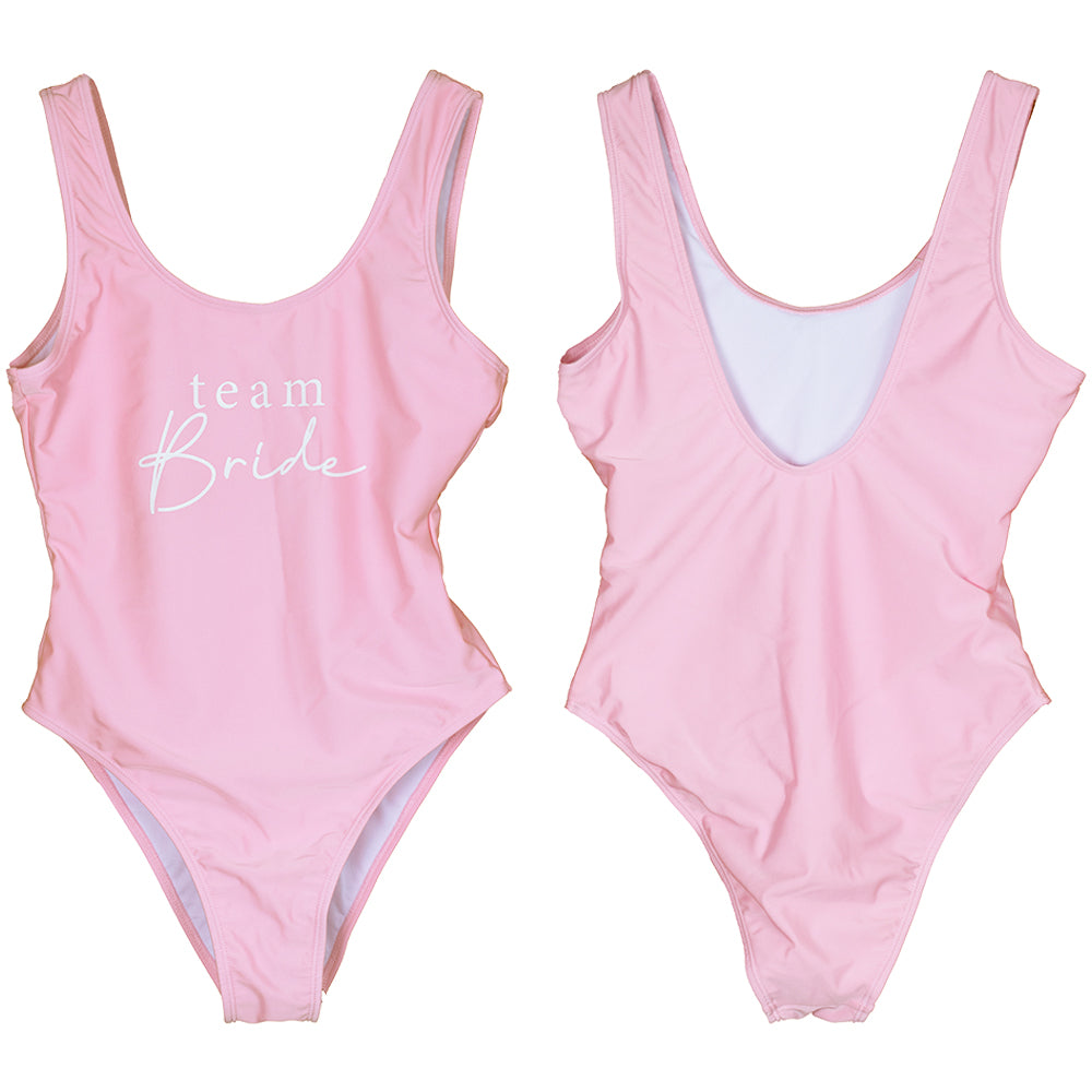 Team Bride Pink Hen Party Swimsuit - Large