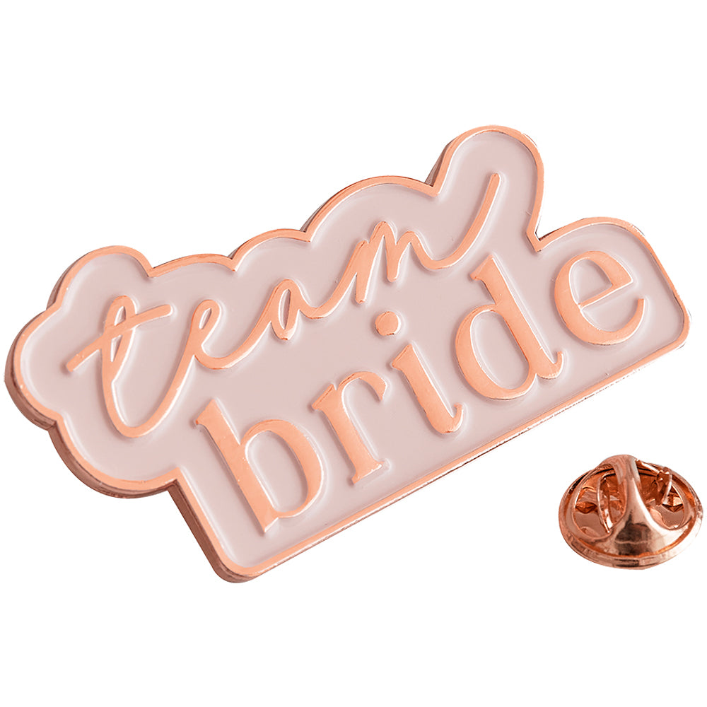 Rose Gold and Pink Team Bride Enamel Hen Party Badge