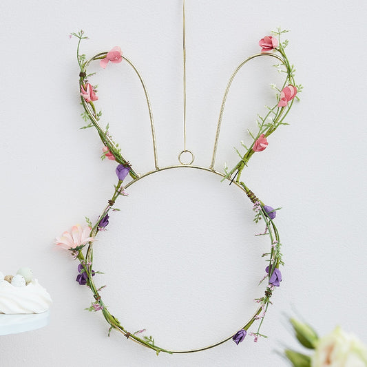 Contemporary Easter Bunny Wreath With Foliage
