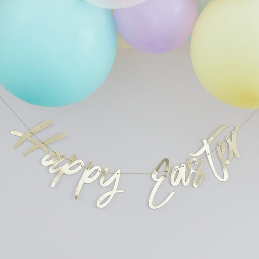 Gold Happy Easter Bunting Banner